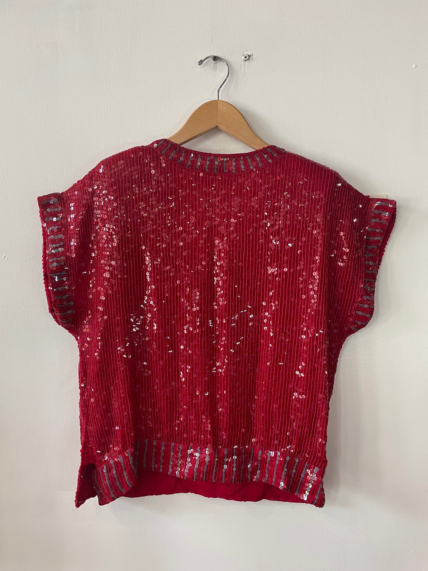 1980’s Red Sequin Silk Lady Bug Blouse