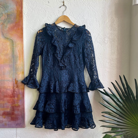 Alexis Navy Tracie Long Sleeve Lace Dress | Size Large
