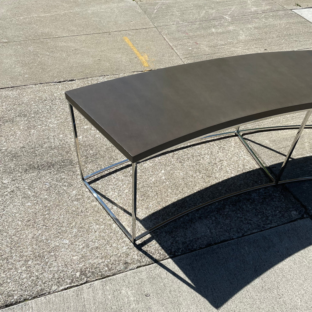 Classic Curved Sofa Table in Grey by Thayer Coggin Designed by Milo Baughman