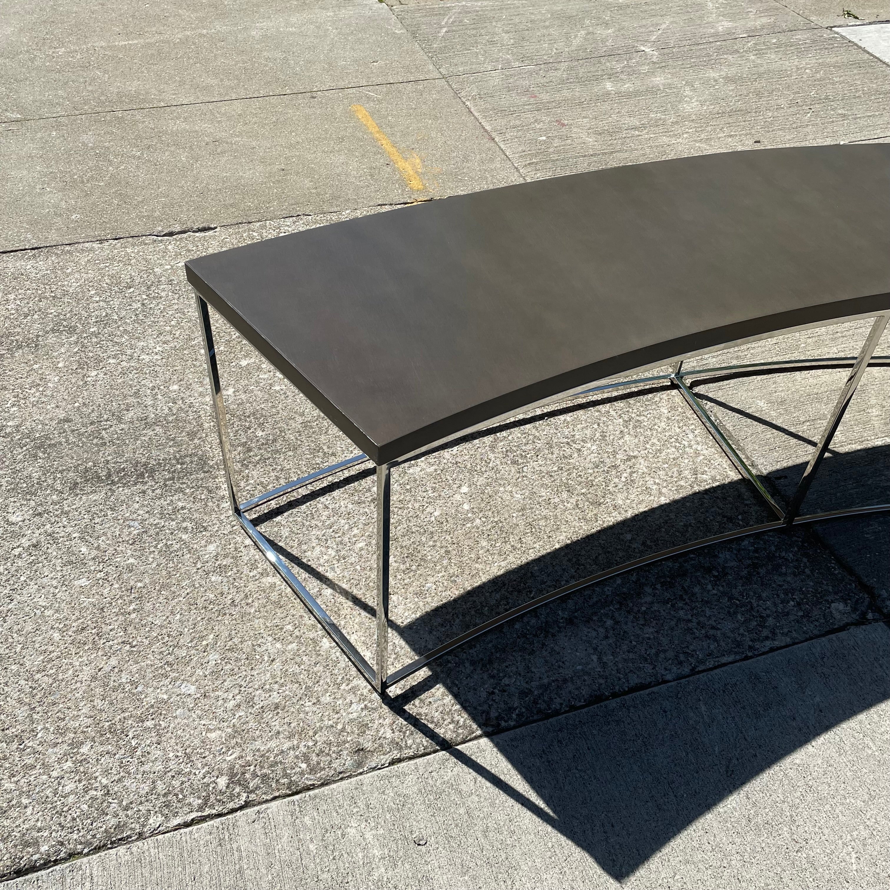 Classic Curved Sofa Table in Grey by Thayer Coggin Designed by Milo Baughman