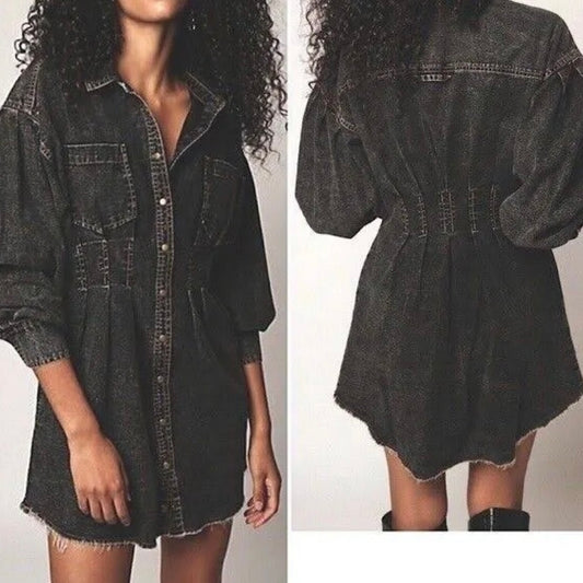 Free People Alpha Denim Mini Dress | Medium