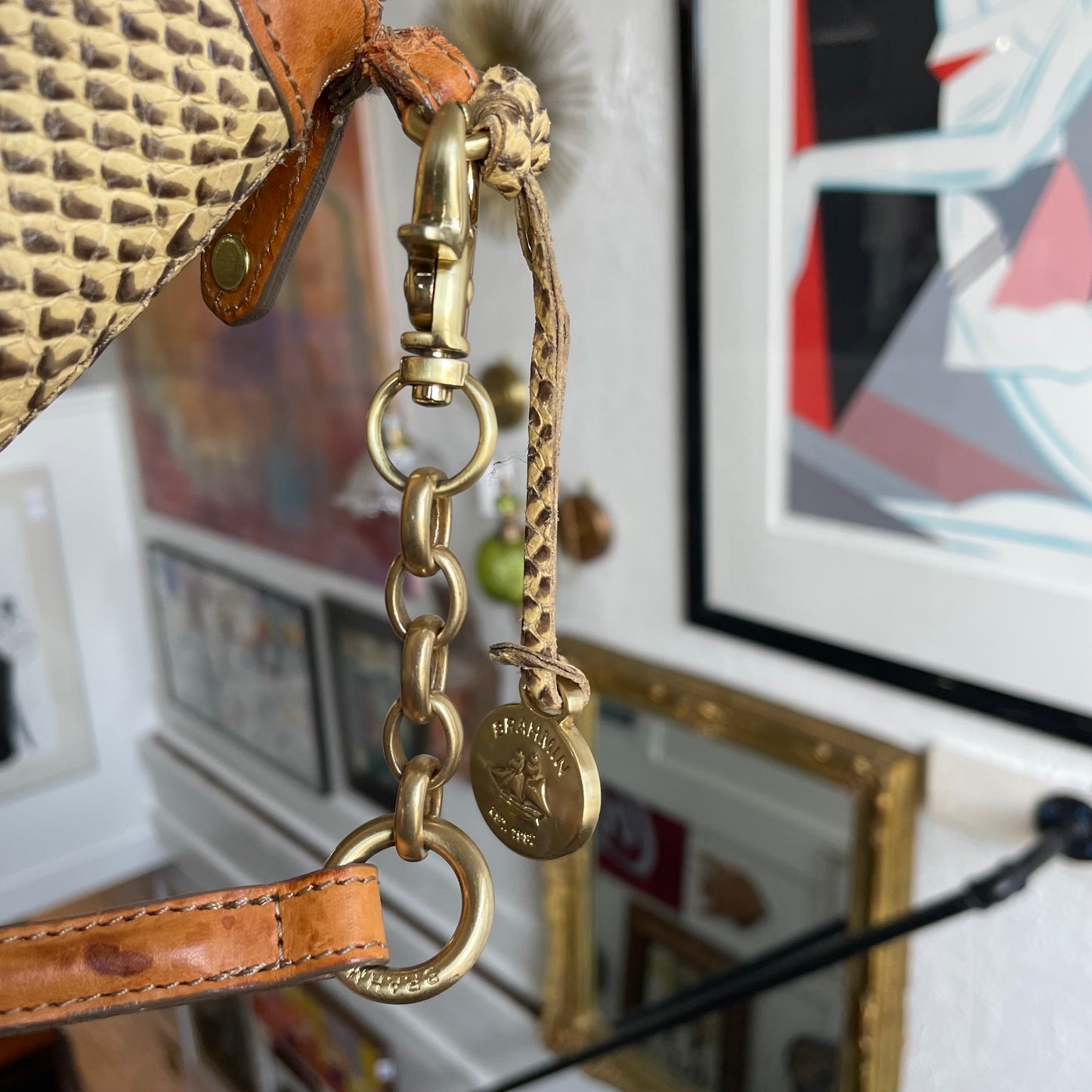 Brahmin Tan Snakeskin Purse