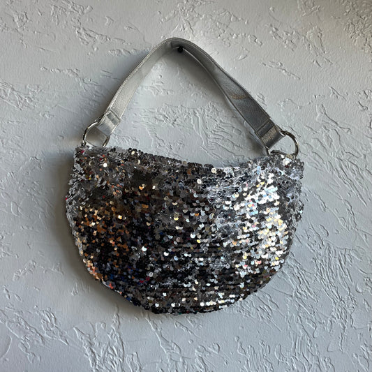 Y2K Silver Sequin Shoulder Bag