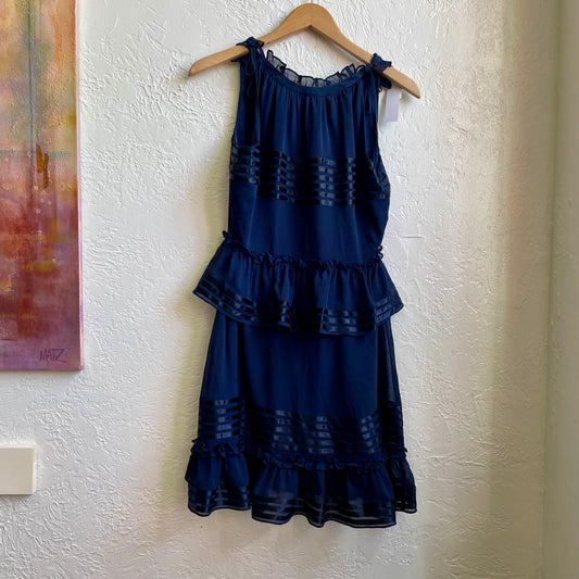Dark Blue Layered Ruffle Dress | Small
