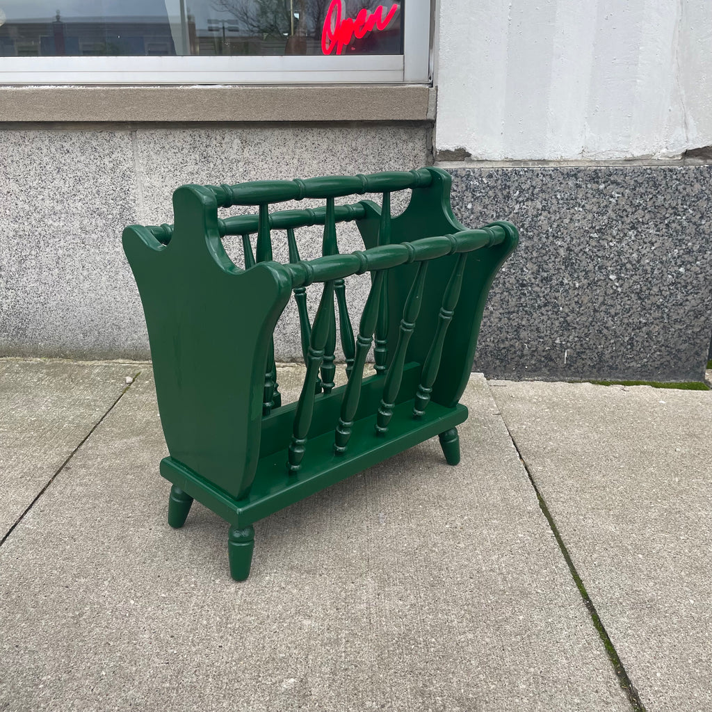 Refurbished Vintage Emerald Green Magazine Rack