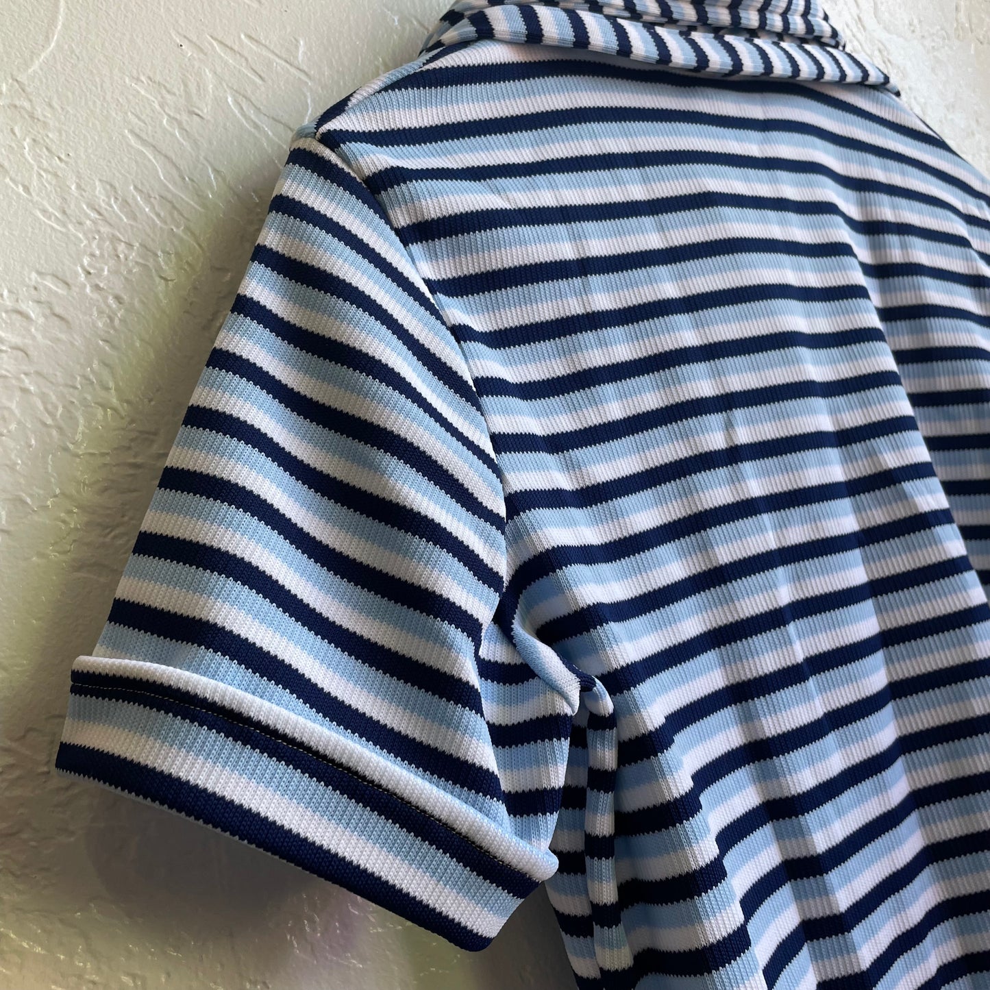 70’s Blue Striped Shirt | Large
