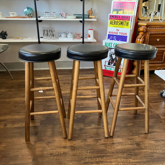 Leather Seat Bar Stools Set of 3