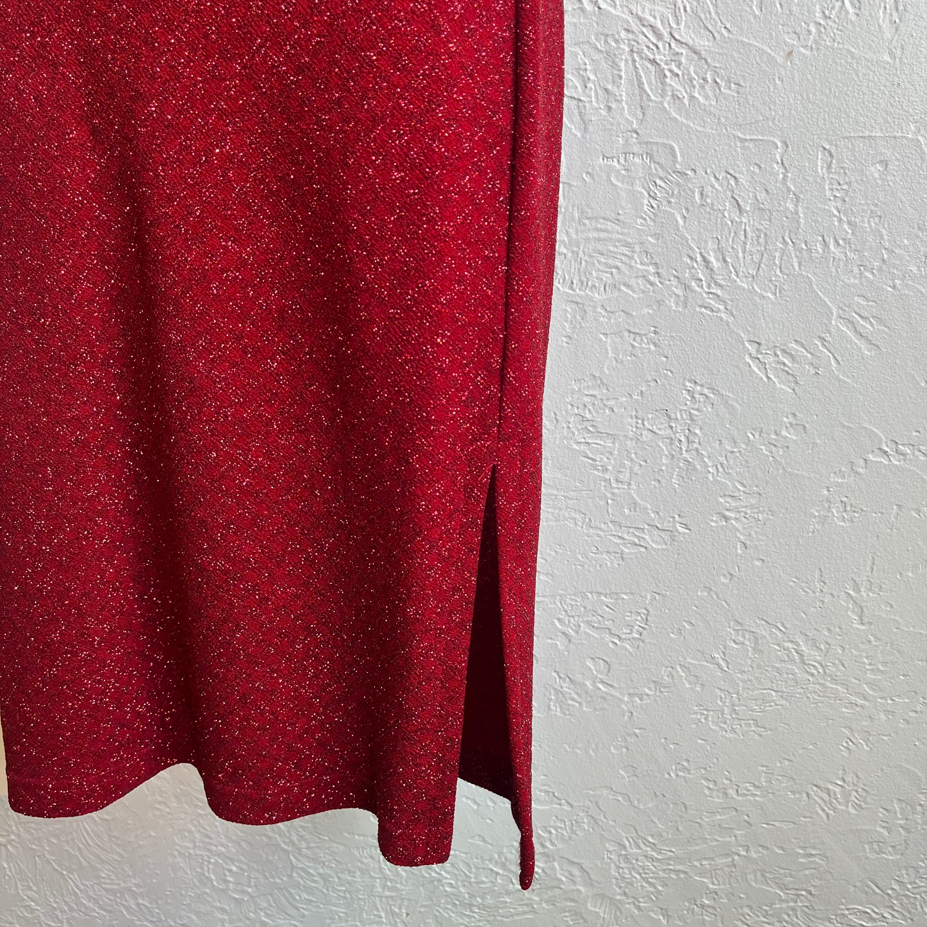 Y2K Red Shimmery Strapless Tube Top Dress | Medium