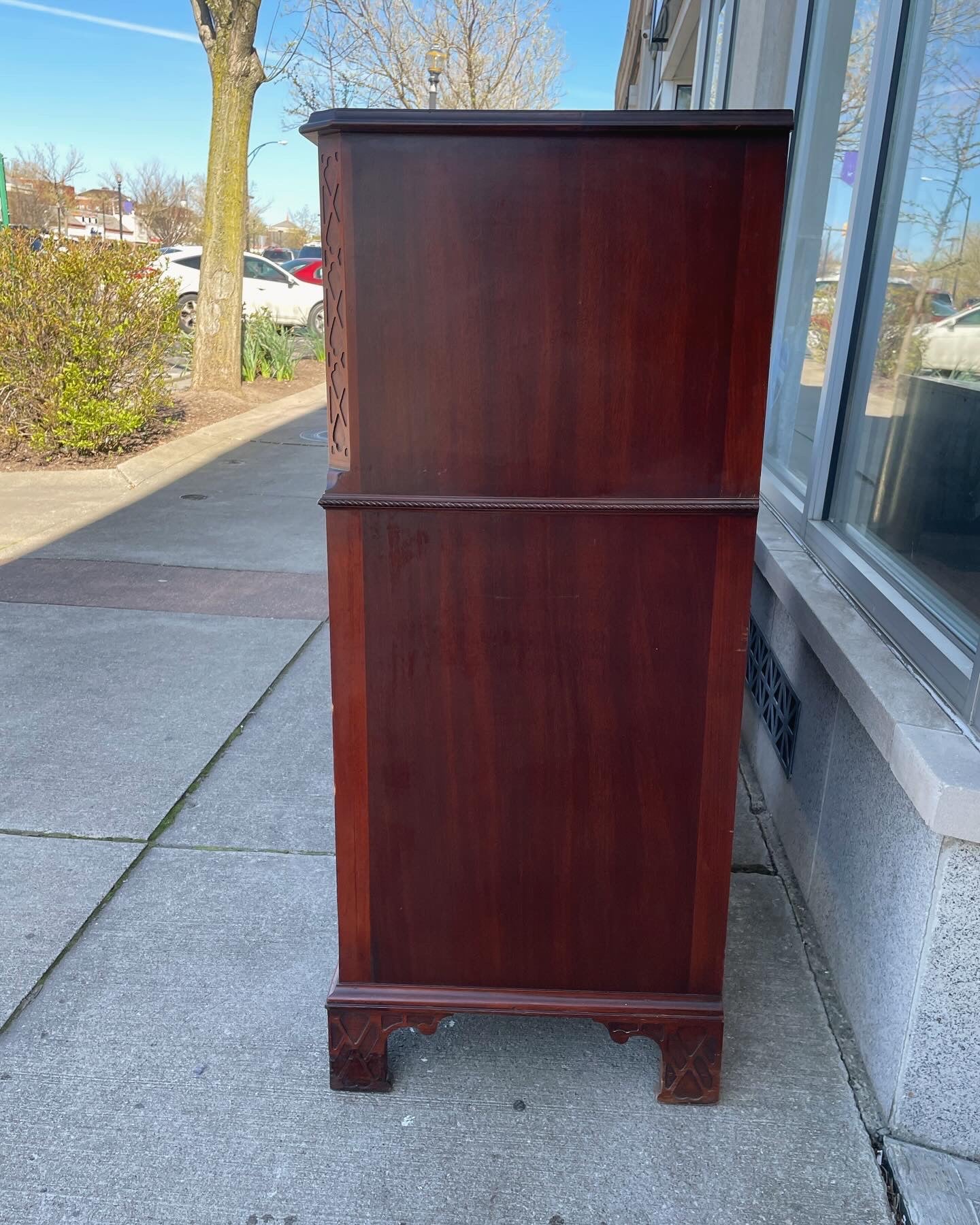 1960s Drexel Highboy Dresser with Brass Handles