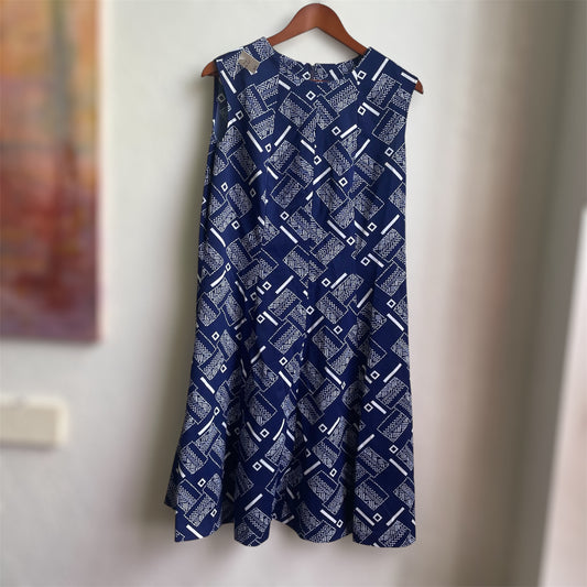 Vintage Midi Dark Blue 70’s Dress | Large