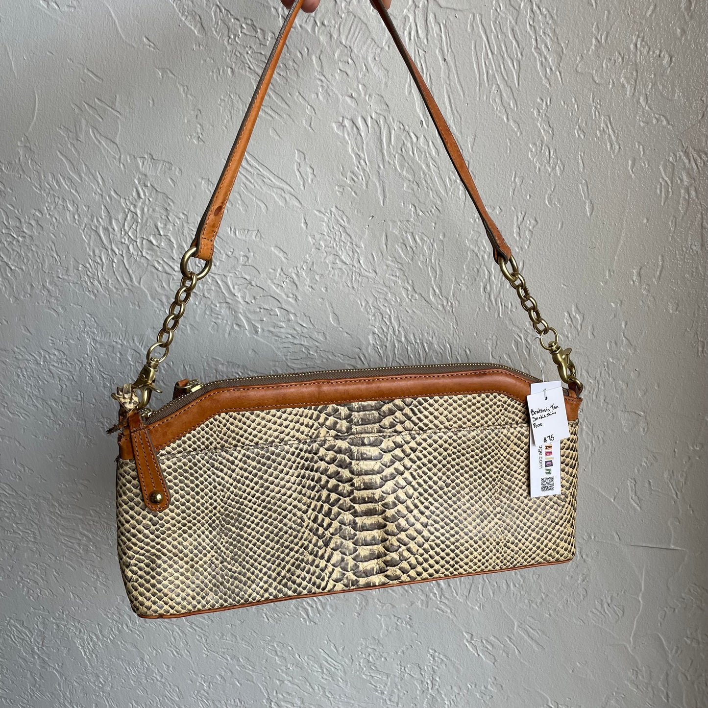 Brahmin Tan Snakeskin Purse
