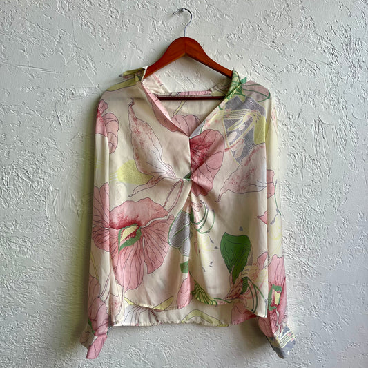 Multicolor Pink Floral Blouse | XL