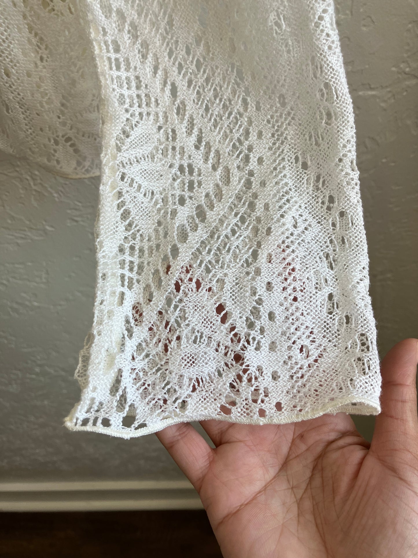 White Floral Lace Blouse Medium
