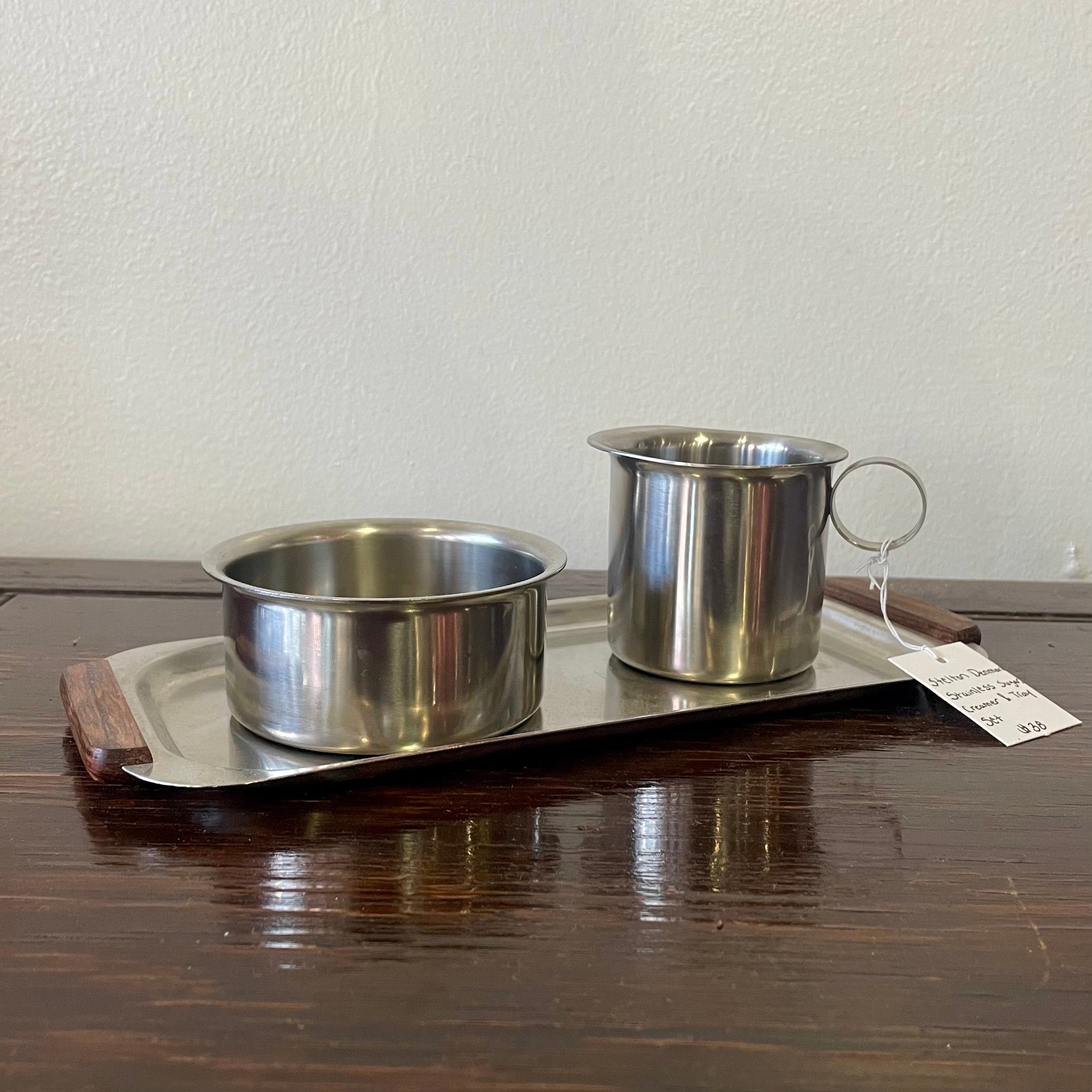 Stelton Denmark Stainless Steel Sugar & Tray Set Mid-Century