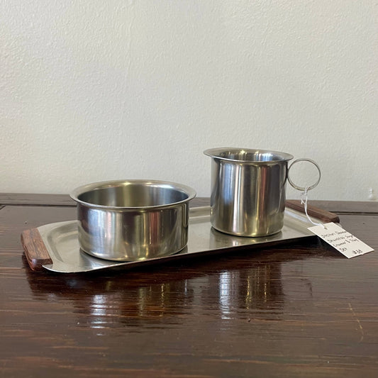 Stelton Denmark Stainless Steel Sugar & Tray Set Mid-Century