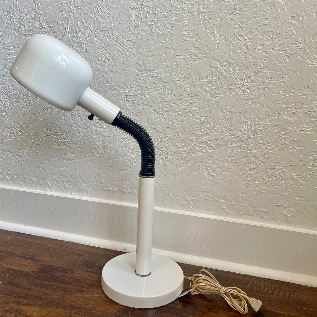 White Metal Space Age Goose Neck Table Lamp