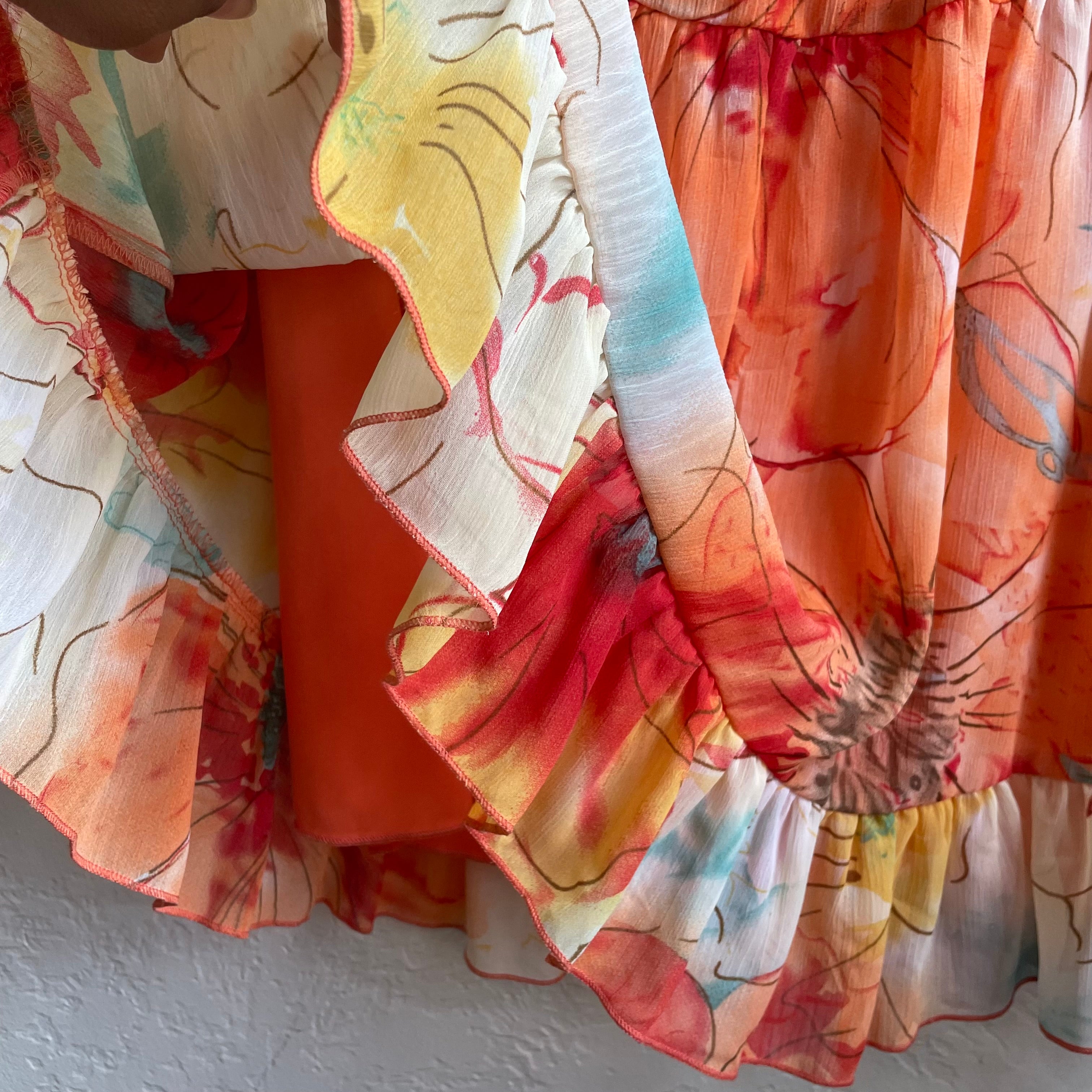 Floral Chiffon Ruffle Skirt