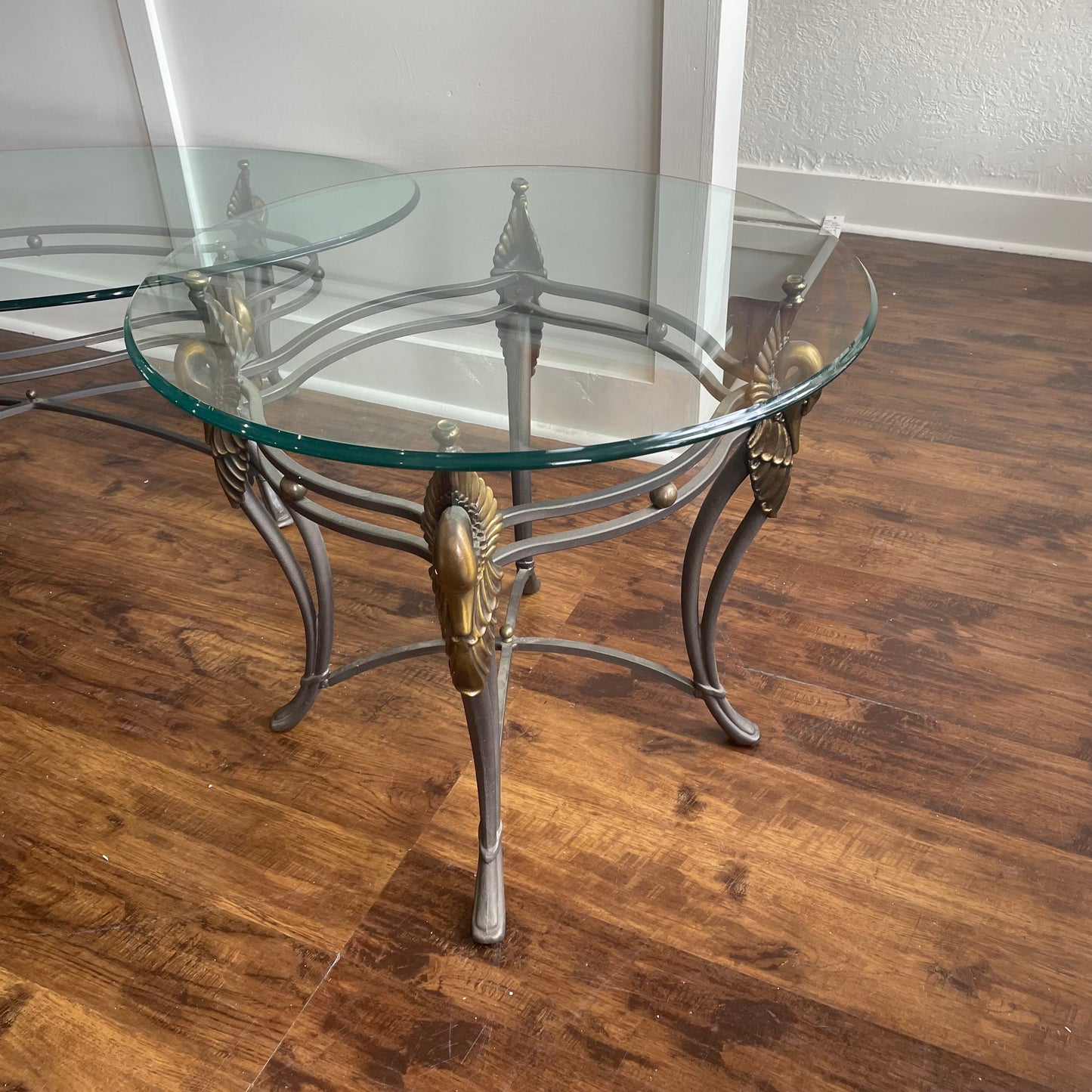 3 Piece Wrought Iron Swan Coffee Table Set