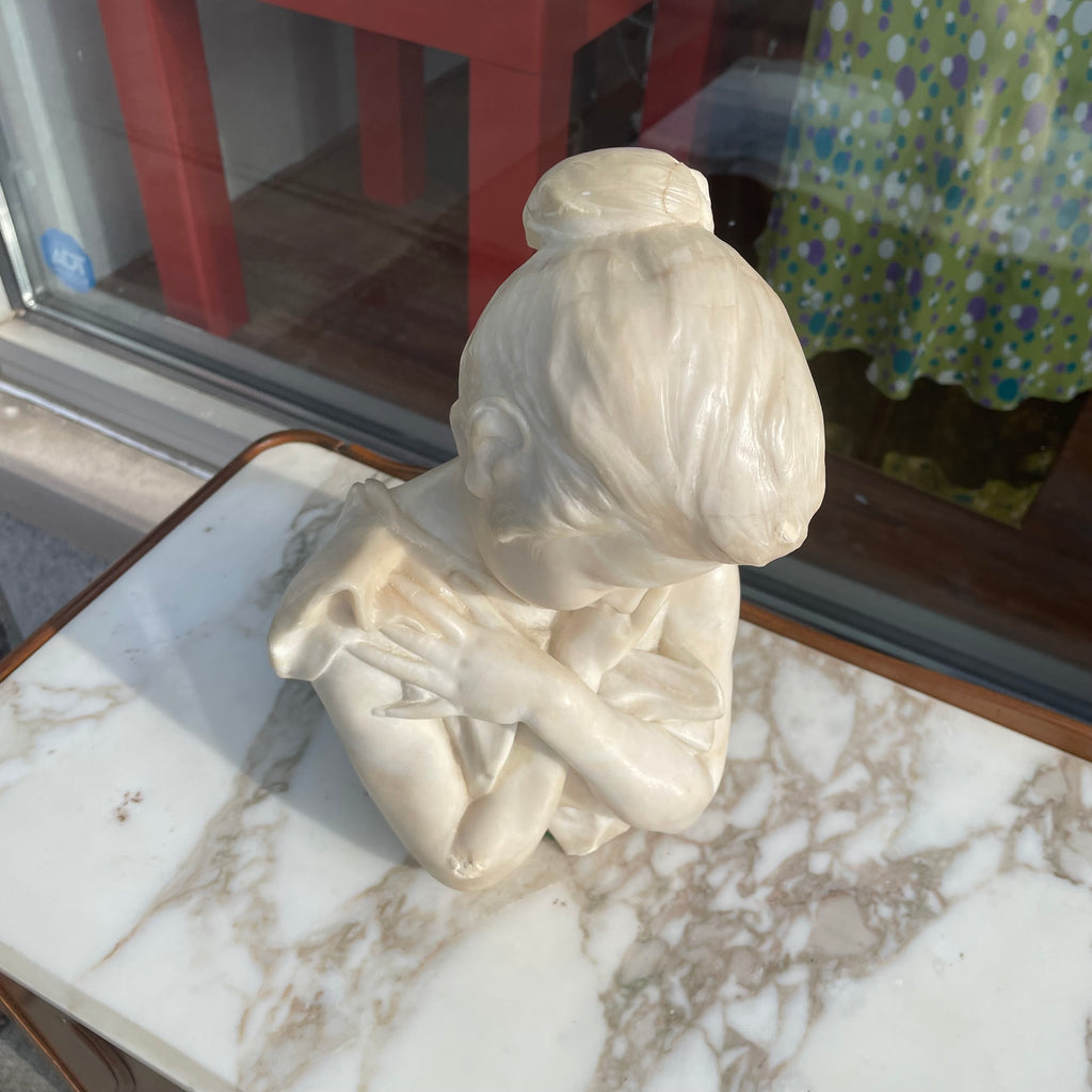 Carved Alabaster Bust of a Girl