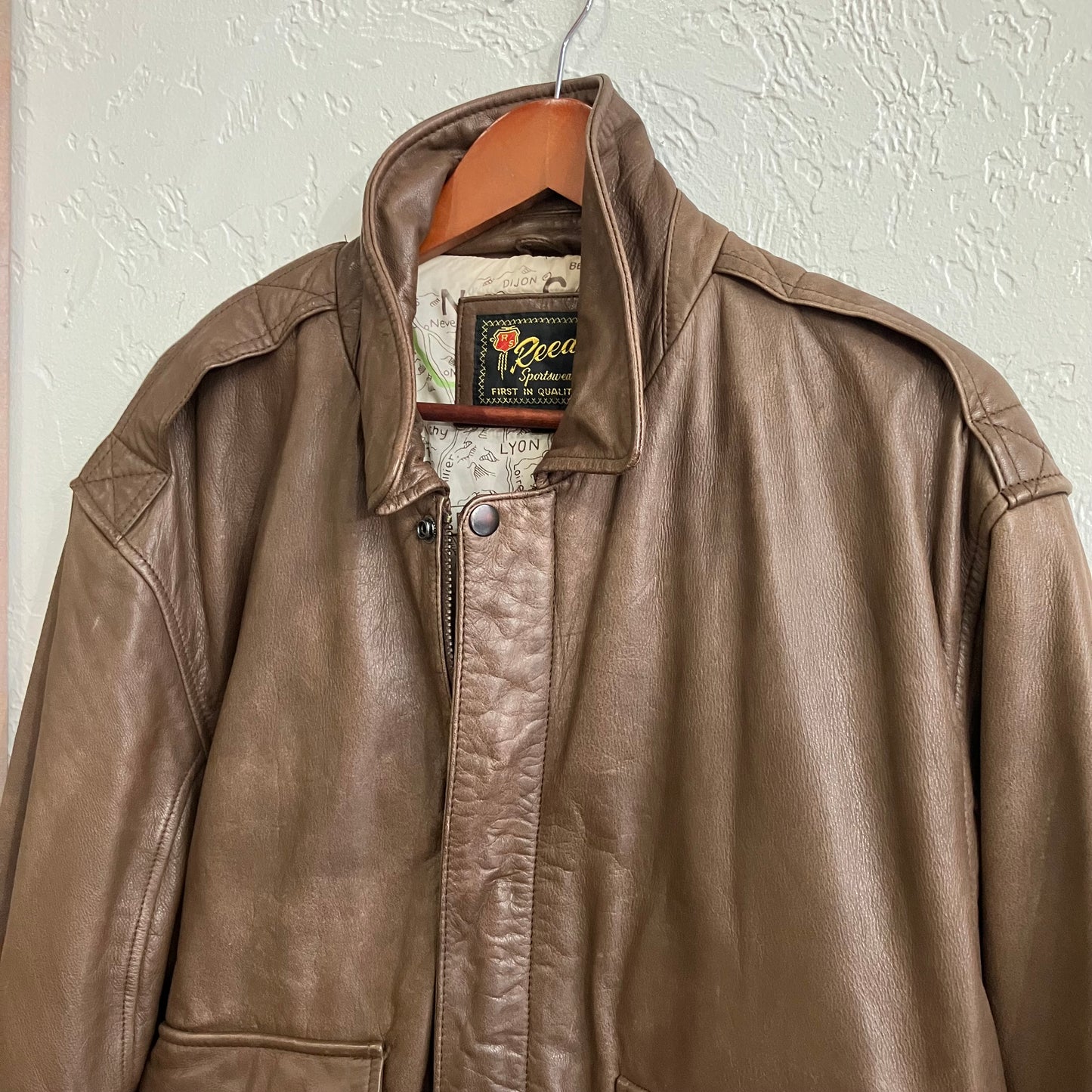 Brown Leather Avaitor Pilot Bomber Jacket | Size R46/Large