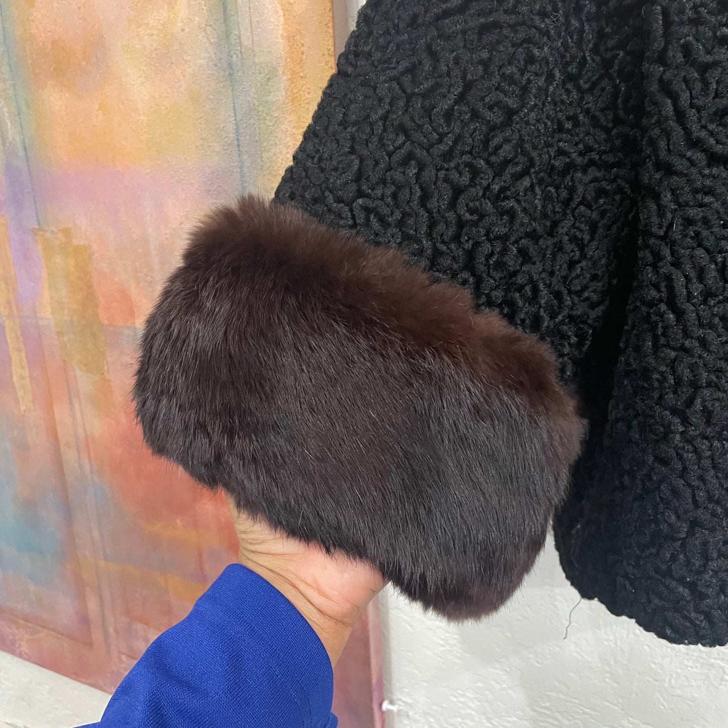 Black Ribbon Mink Cuff Short Jacket | Medium