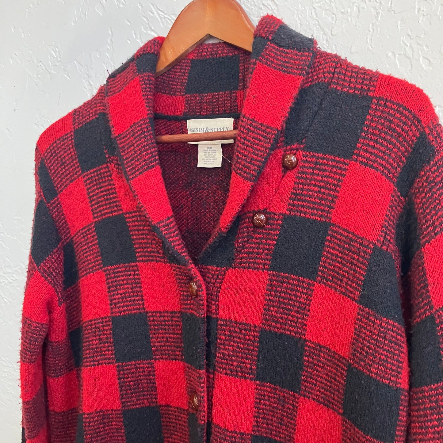 Denim & Supply Ralph Lauren Plaid Red Sweater | Medium