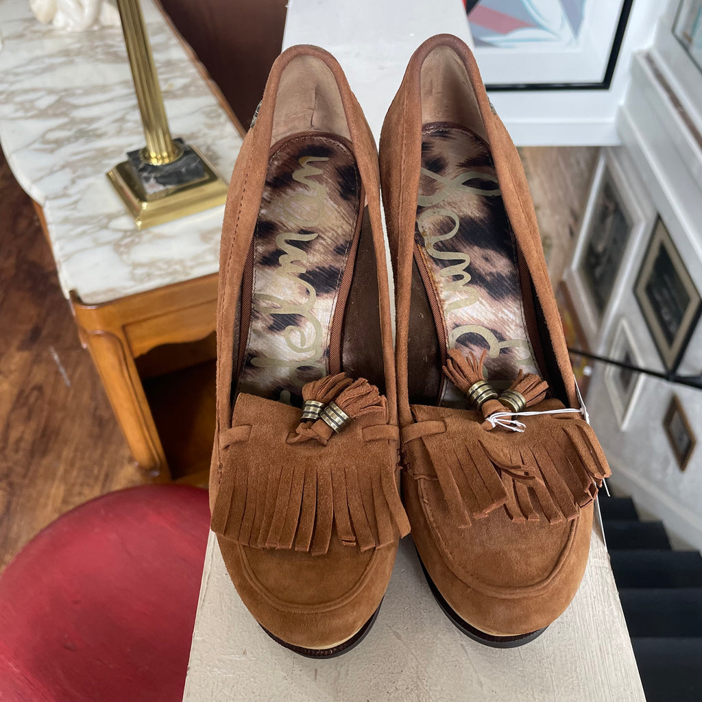 Sam Edelman brown suede wedge loafer pumps | 7.5