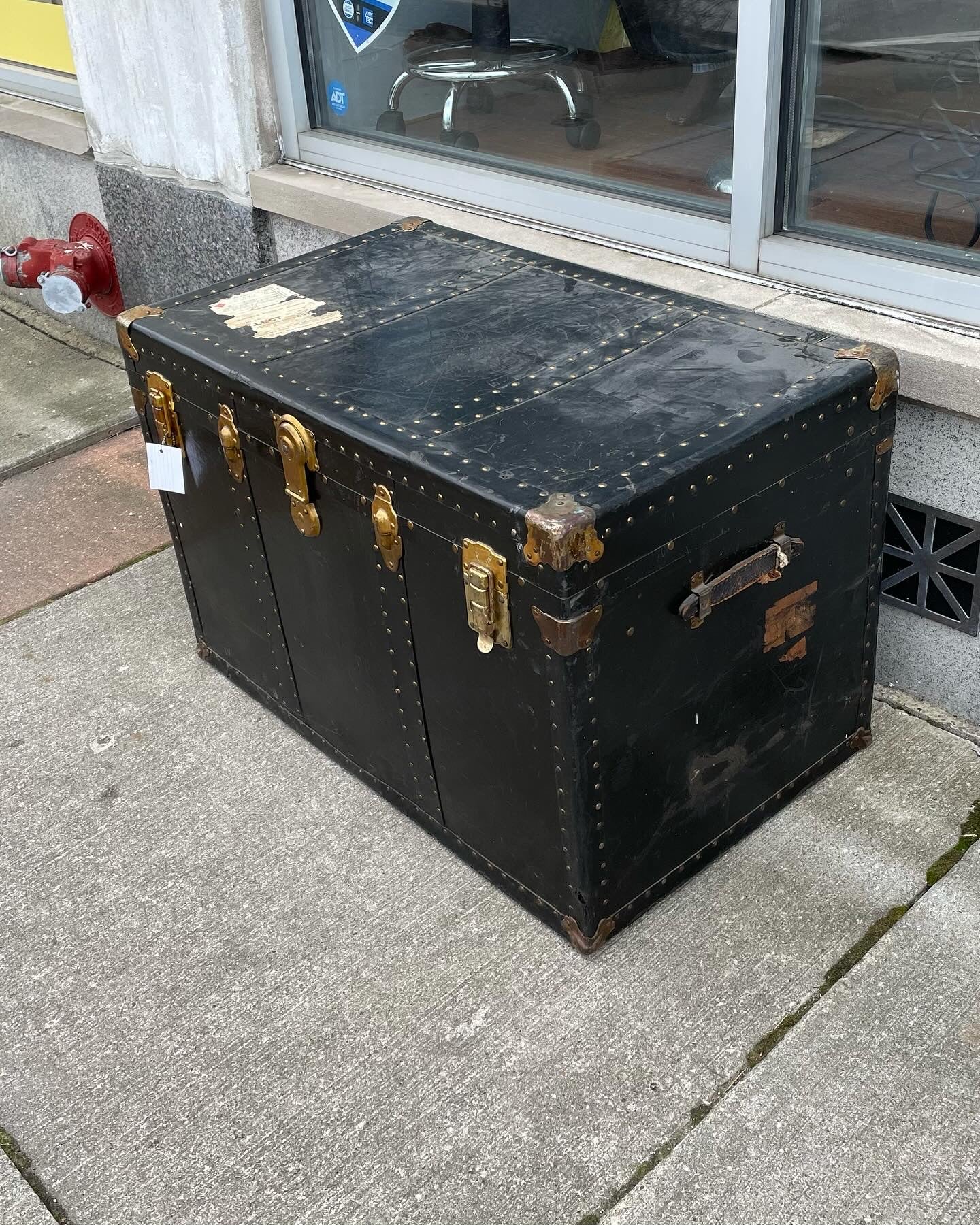 1950s Black Steamer Trunk