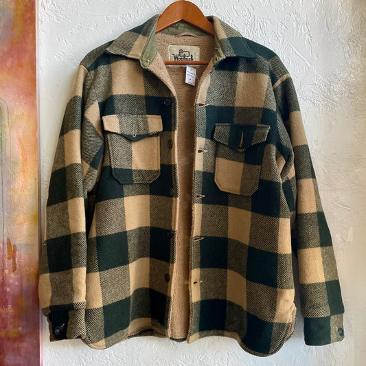 Woolrich 1960s Plaid Wool Sherpa Lined Jacket | Large