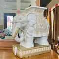 White & Gold Ceramic Elephant Garden Side Table
