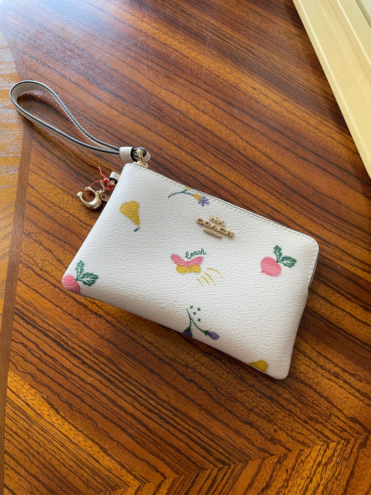 Coach Corner Zip Wristlet with Dreamy Veggie Print