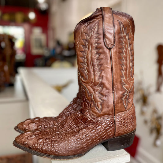 Brown Vintage Alligator Skin Dan Post Cowboy Boots | Size 11.5