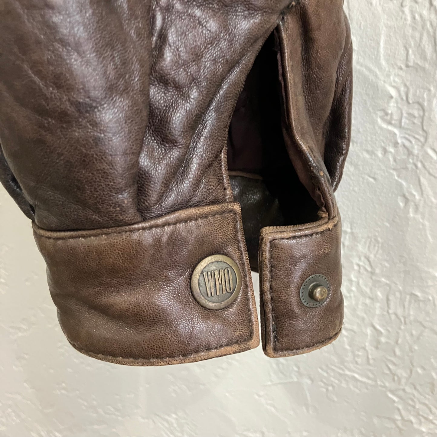 Brown Insulated Leather Bomber Jacket Vintage | Large