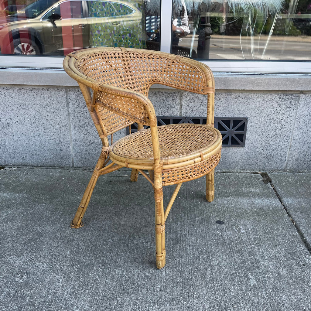 Rattan Bamboo Woven Cane Barrel Chair