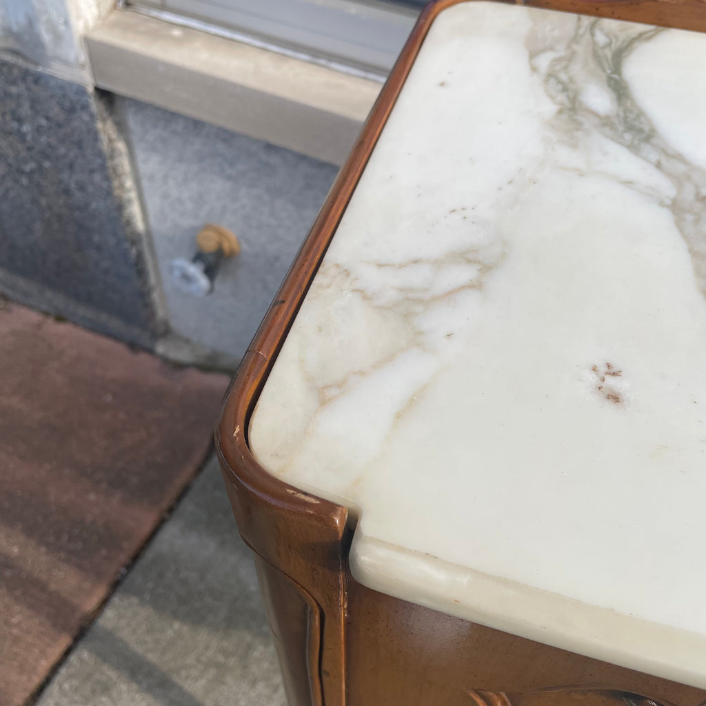 Marble Top Louis XV Style Tambour Door Console Table