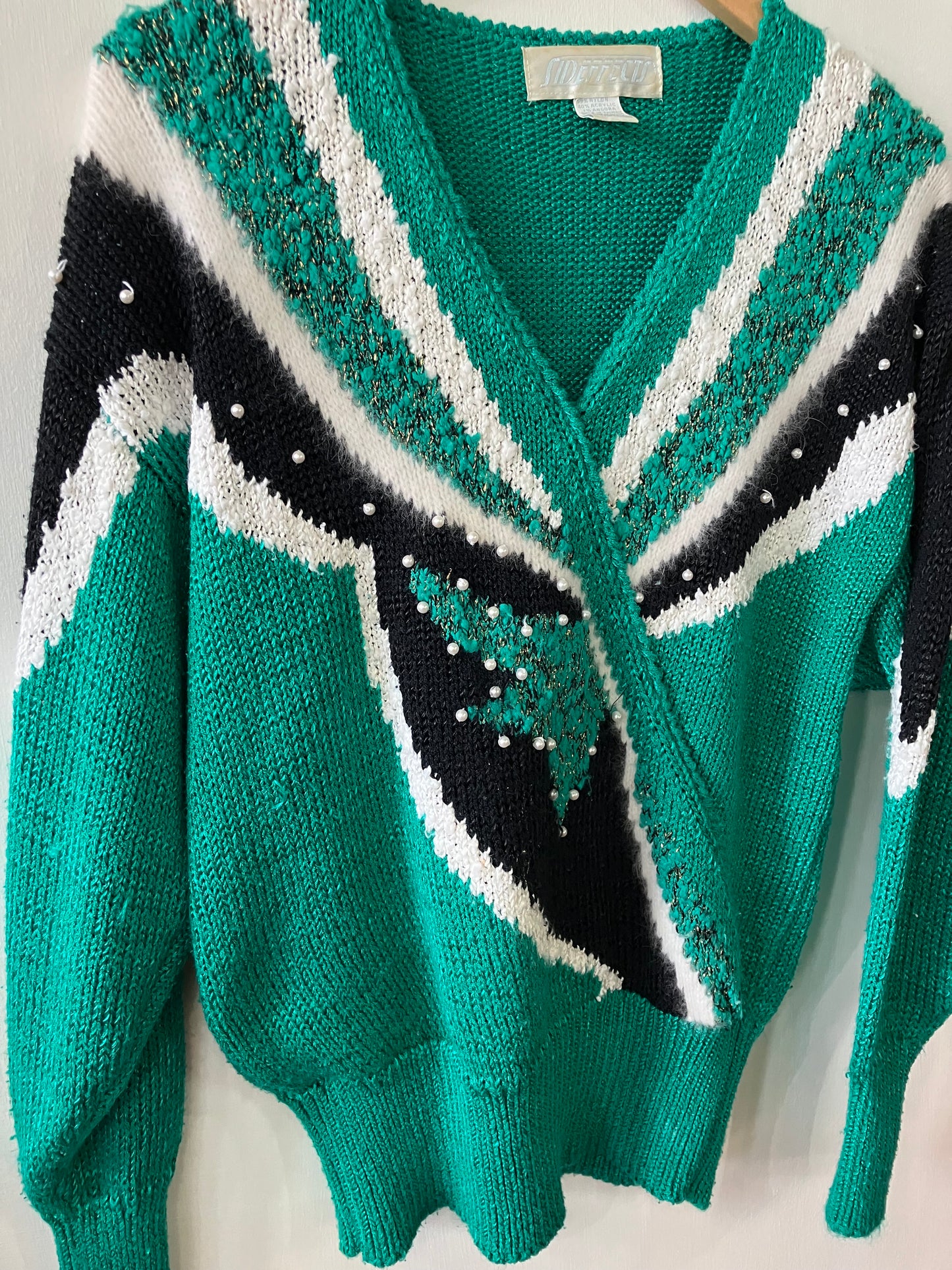 80’s Teal Black & White Sweater