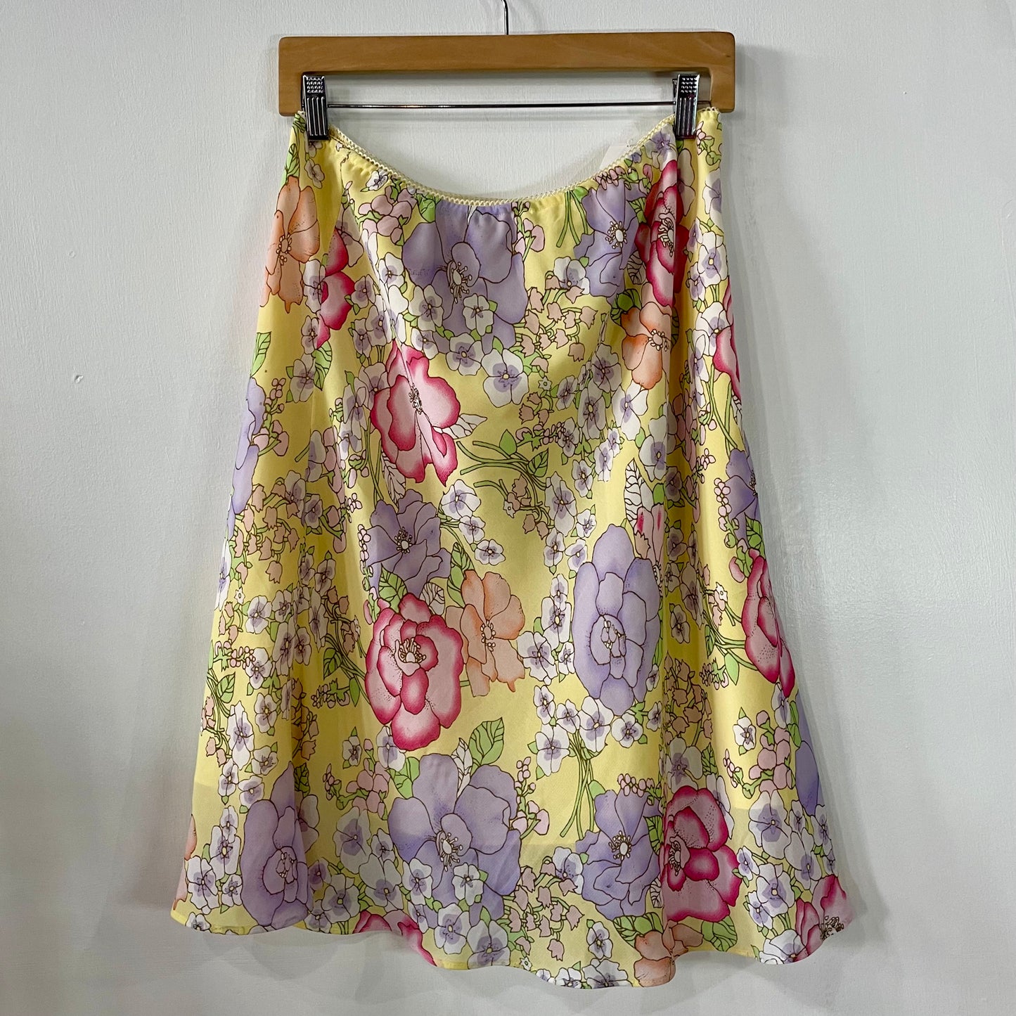 Y2K Yellow Floral Midi Skirt