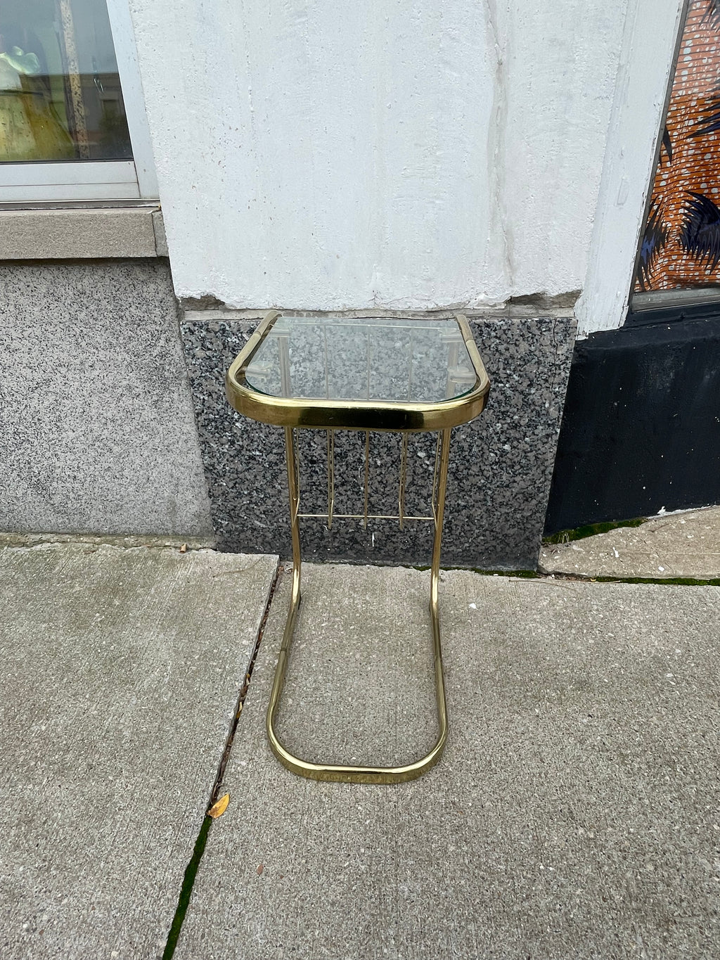 Brass Mid-Century End Table w/ Glass Top
