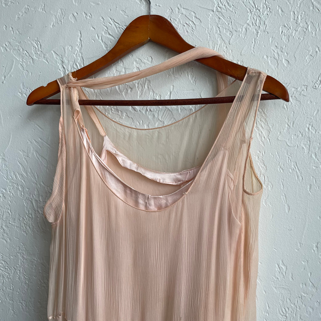 Blush Pink Silk Chiffon Flapper Dress 1920/30's | One Size