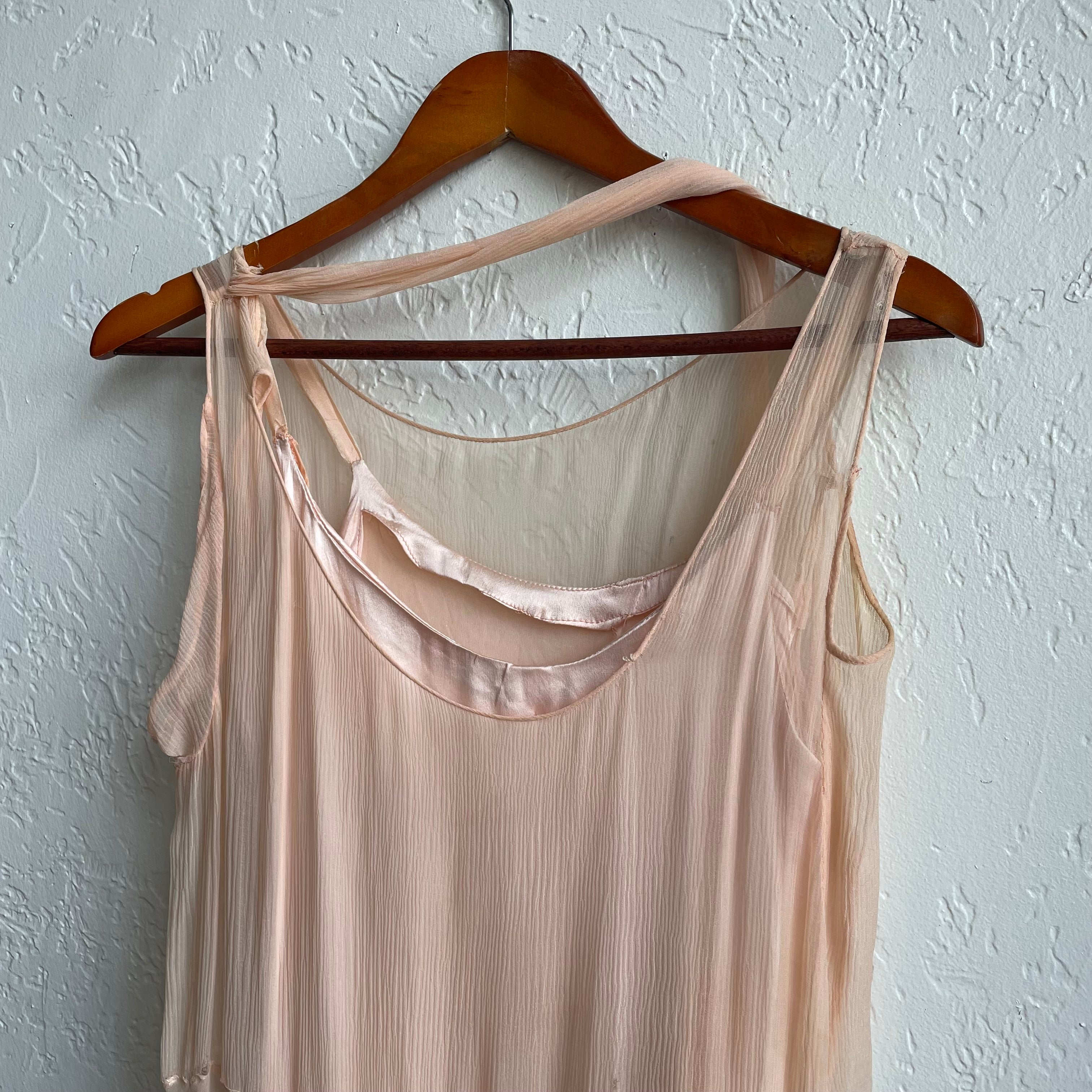 Blush Pink Silk Chiffon Flapper Dress 1920/30's | One Size