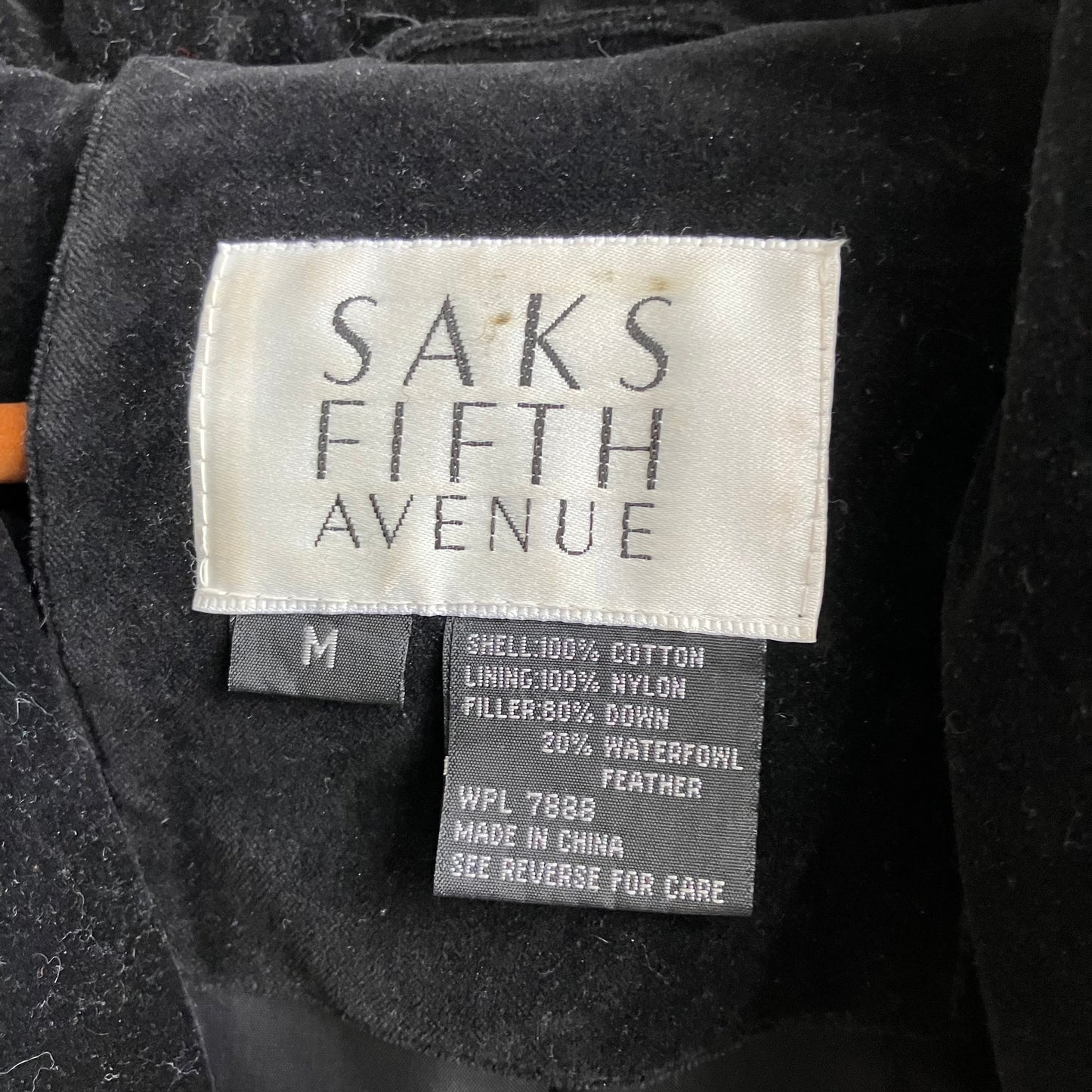 Saks 5th Avenue Velvet Down Double Breasted Puffer Long Coat | Medium