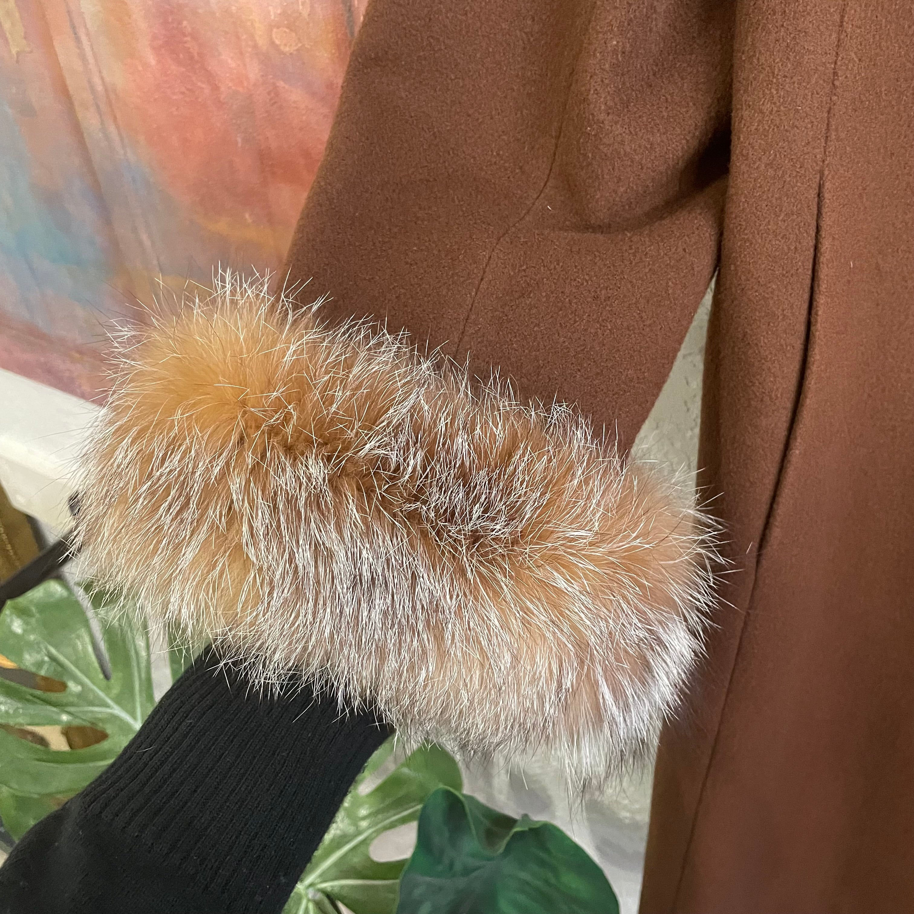 Saks 5th Avenue Cashmere and Fox Cuff Coat Vintage 1980s | Medium