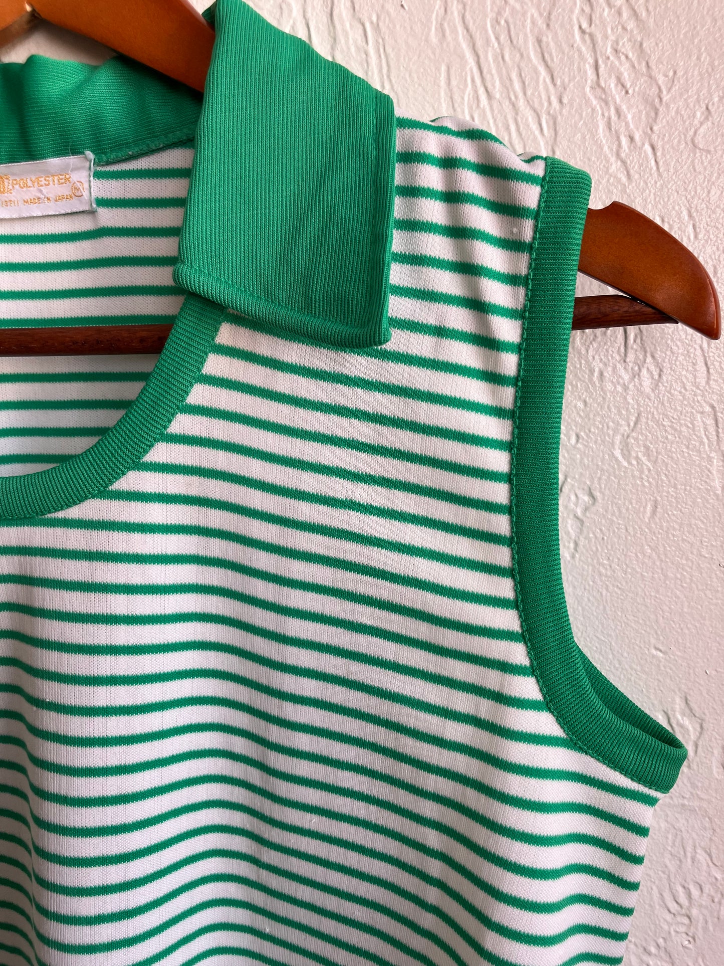 Green Striped Sleeveless Top 70’s Large