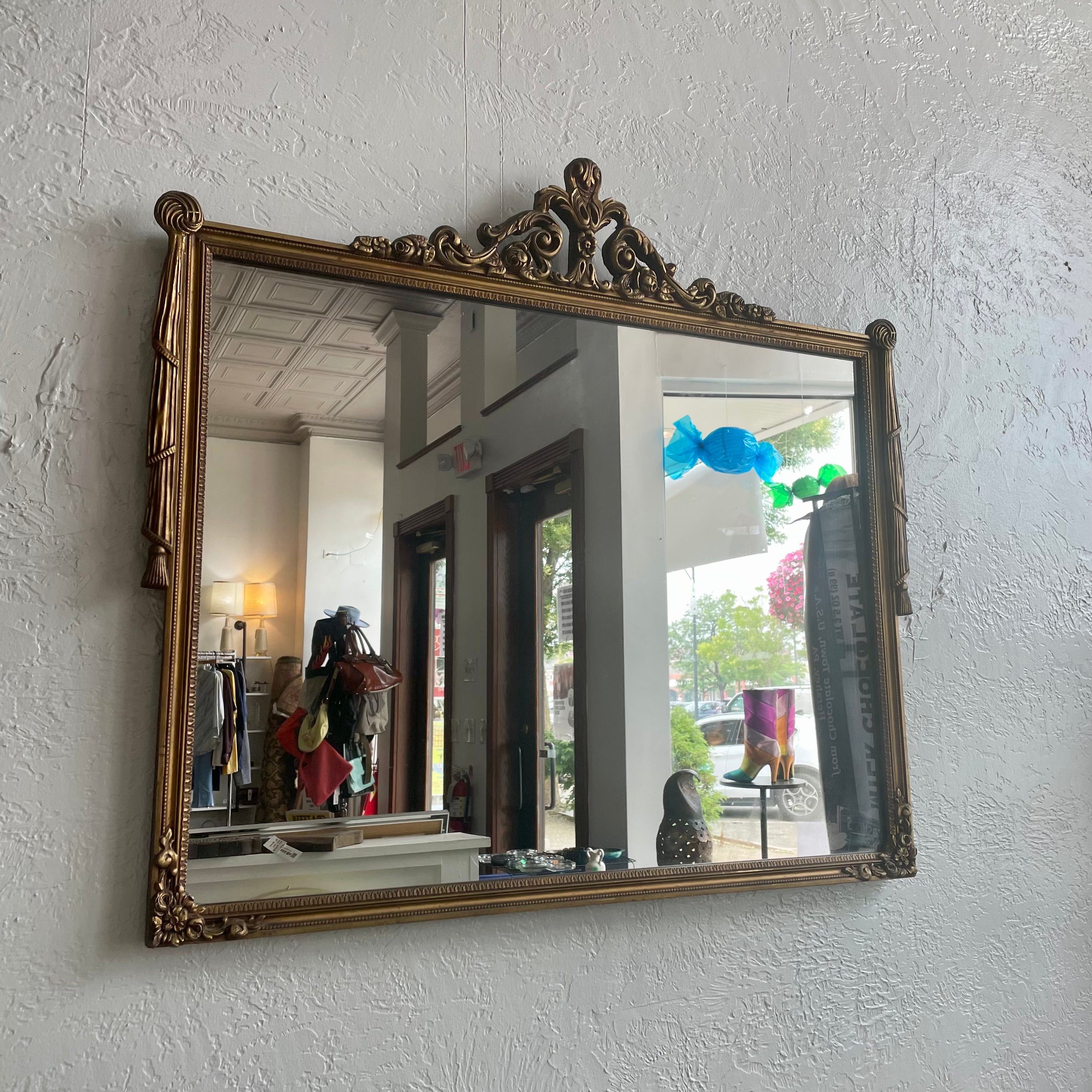 Depression Era 1930's Gold Ornate Wall Mirror 34 x 38