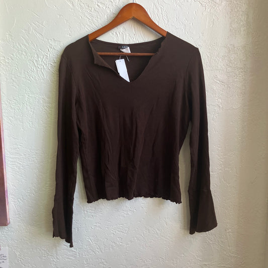 Y2K Brown V Neck Top | XL
