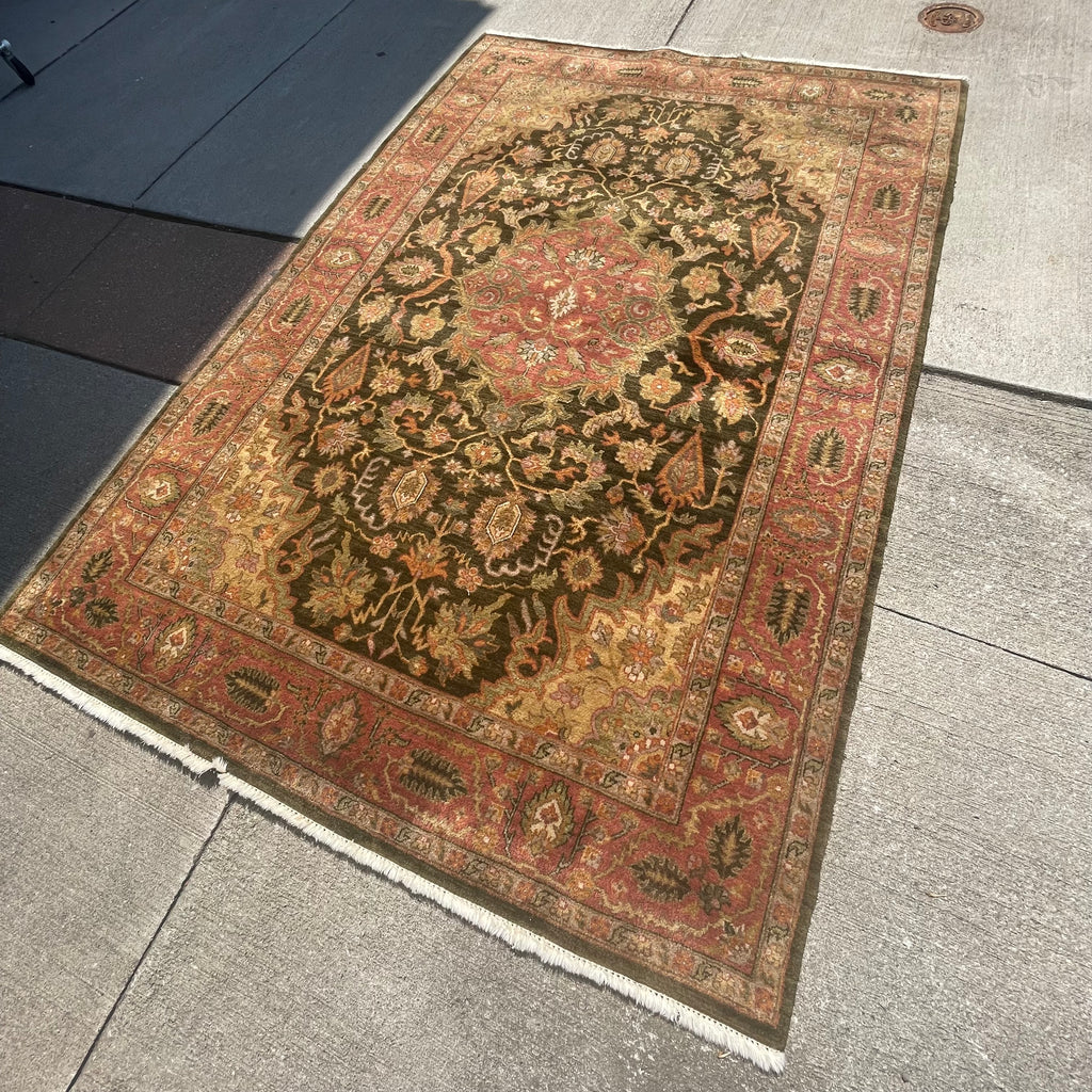 Ethan Allen Heriz Wool Rug in Paprika/Olive 5'6" x 8'6"