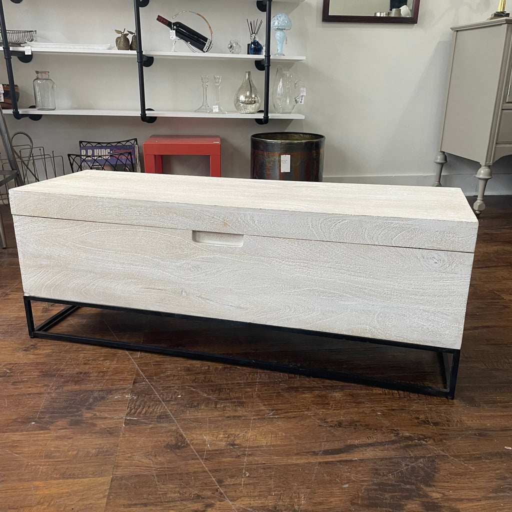 Modern 46" Solid Wood Bed End Chest on Metal Stand