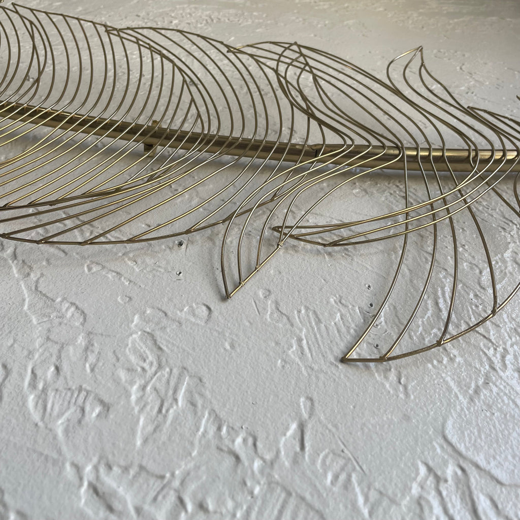 Brass Wire Large Leaf Wall Sculpture