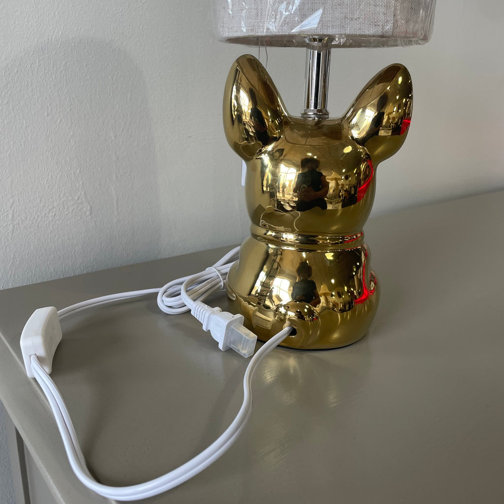 Gold Ceramic Puppy Table Lamp