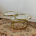 3 Tier Brass Plated Swivel Coffee Table 1980s